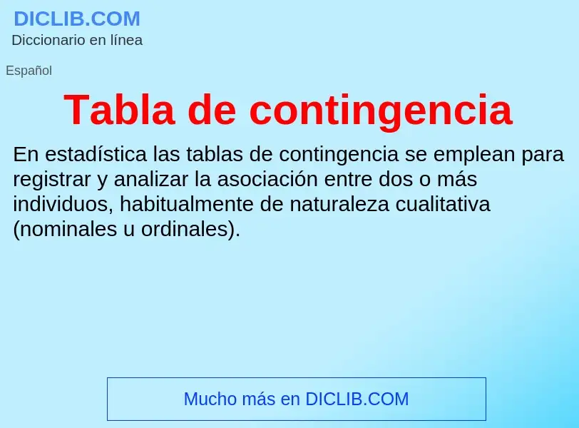 Что такое Tabla de contingencia - определение