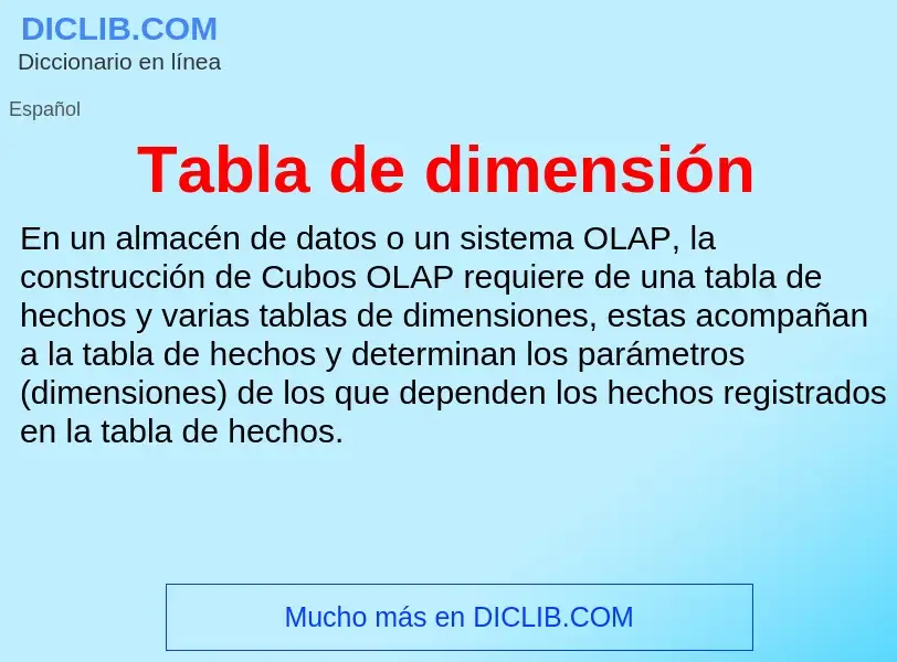 Что такое Tabla de dimensión - определение