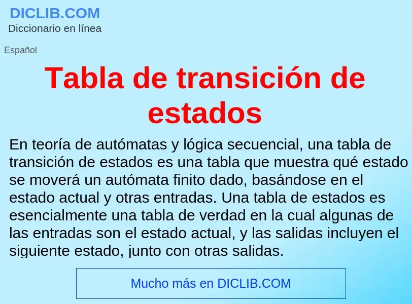 Что такое Tabla de transición de estados - определение