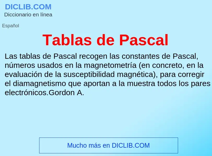 Что такое Tablas de Pascal - определение