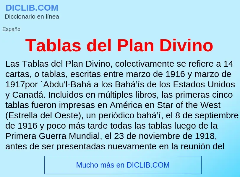 Что такое Tablas del Plan Divino - определение