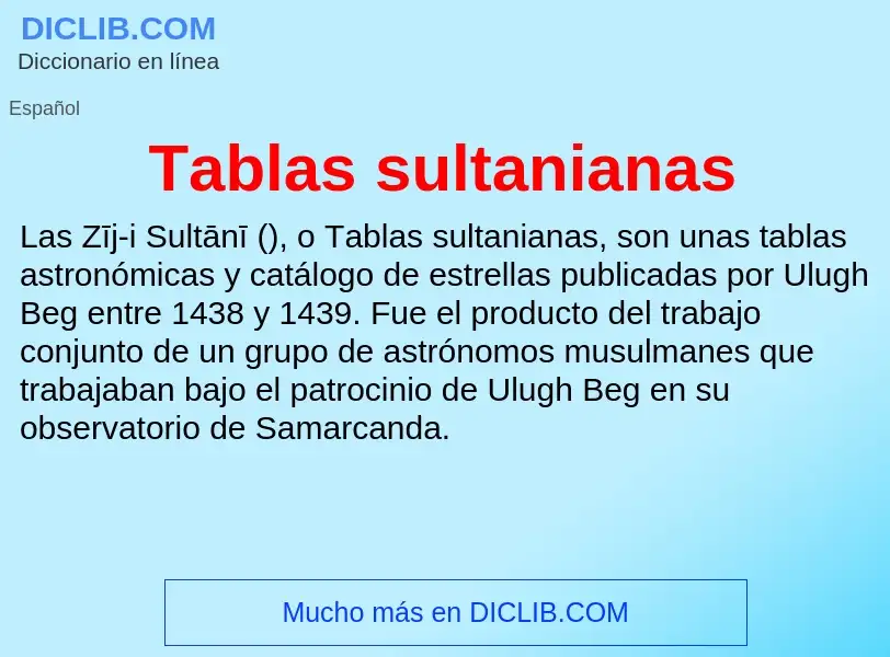 Что такое Tablas sultanianas - определение