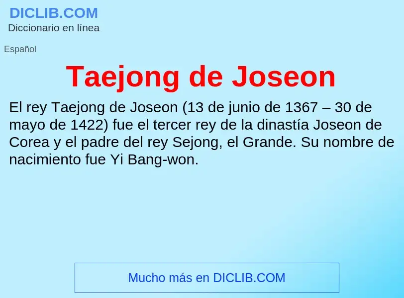 Что такое Taejong de Joseon - определение