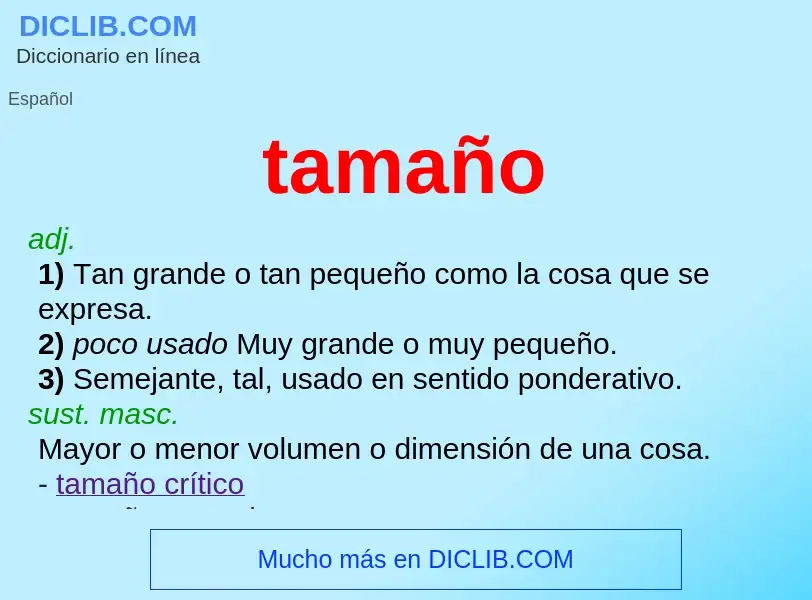 What is tamaño - meaning and definition