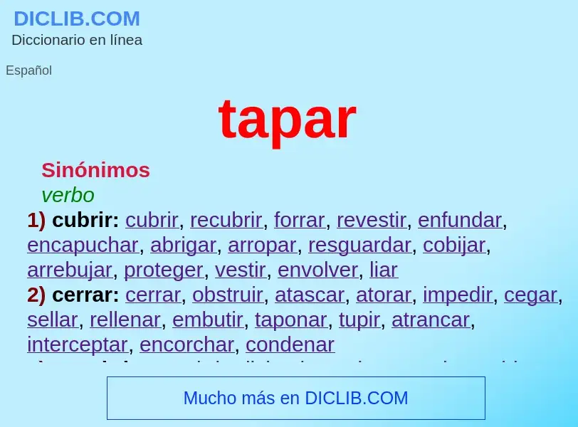 ¿Qué es tapar? - significado y definición