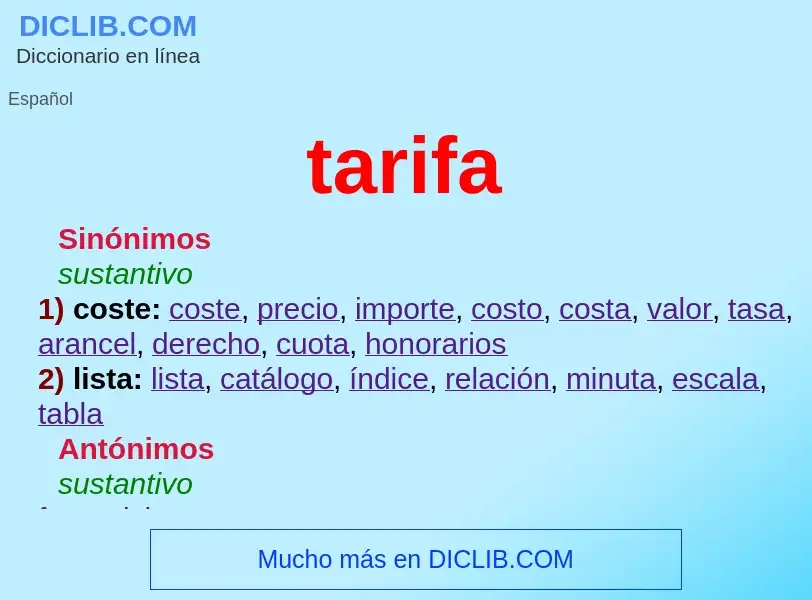 Was ist tarifa - Definition