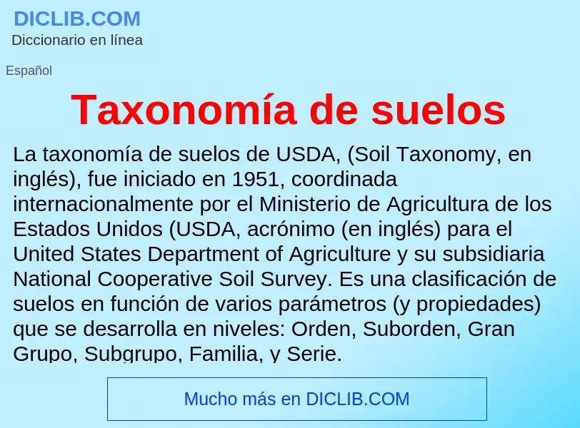 ¿Qué es Taxonomía de suelos? - significado y definición