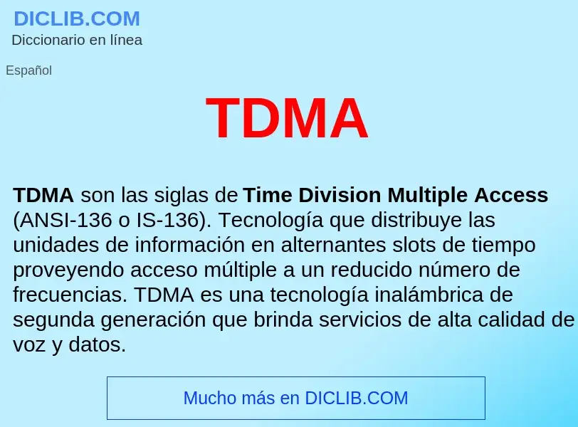 Qu'est-ce que TDMA  - définition