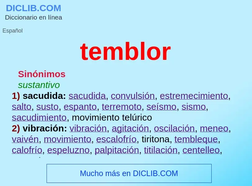 ¿Qué es temblor? - significado y definición