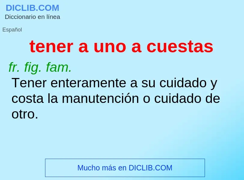 What is tener a uno a cuestas - meaning and definition