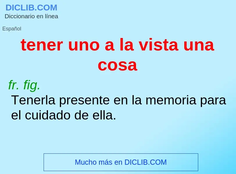 O que é tener uno a la vista una cosa - definição, significado, conceito