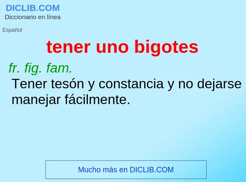 What is tener uno bigotes - meaning and definition