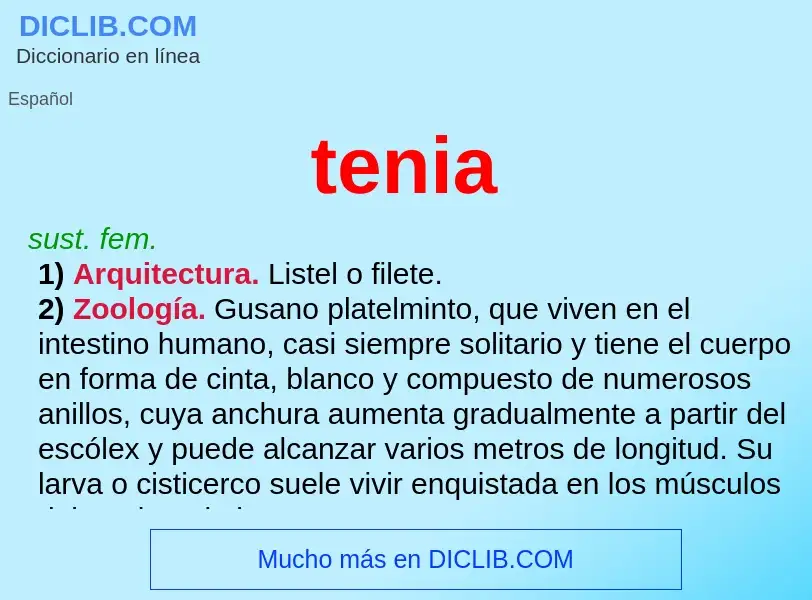 ¿Qué es tenia? - significado y definición