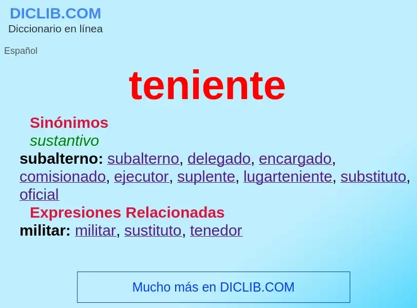 What is teniente - meaning and definition