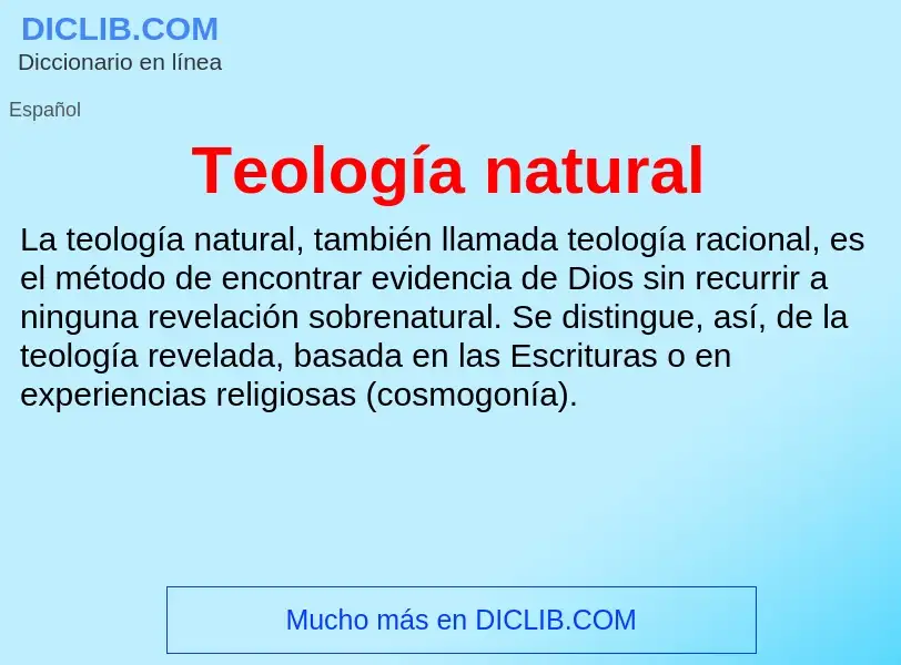 Che cos'è Teología natural - definizione