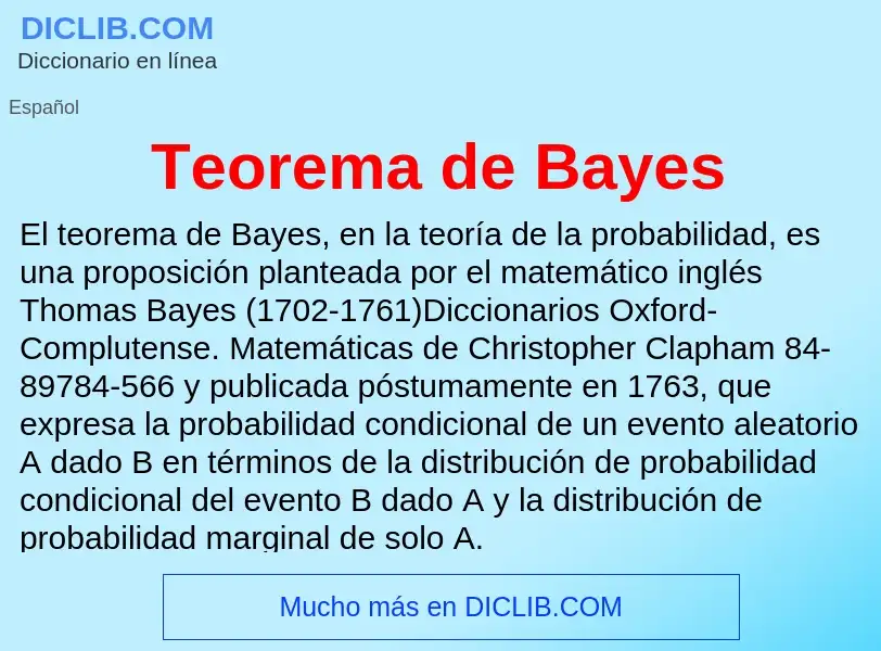 ¿Qué es Teorema de Bayes? - significado y definición