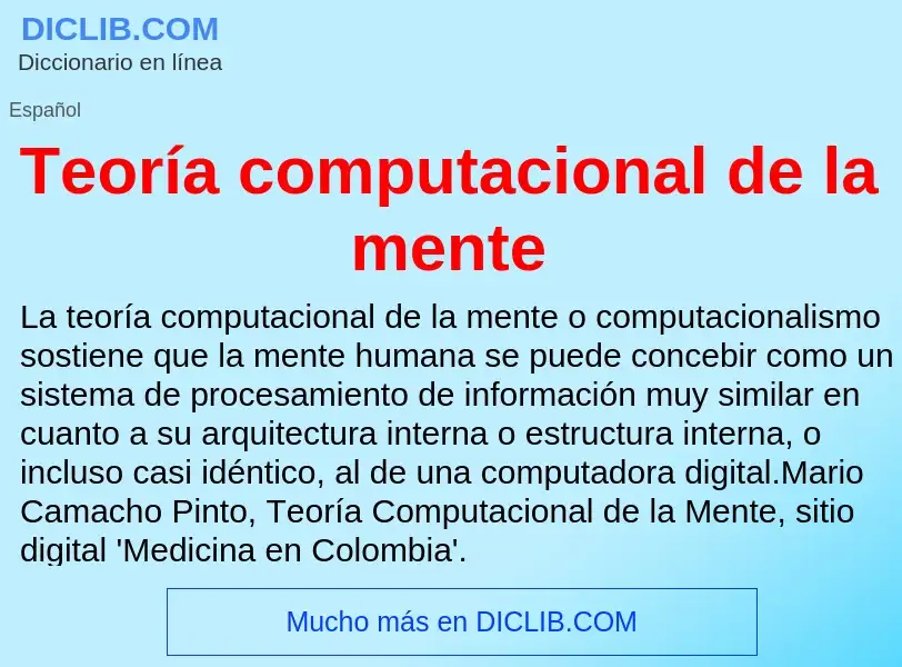 O que é Teoría computacional de la mente - definição, significado, conceito