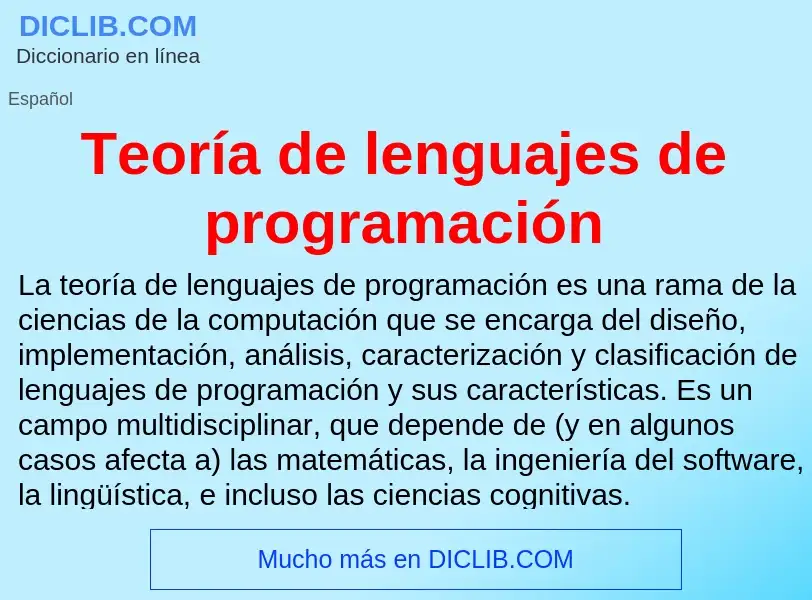 Что такое Teoría de lenguajes de programación - определение