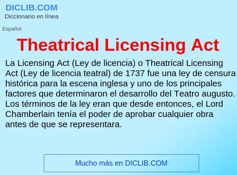 Was ist Theatrical Licensing Act - Definition