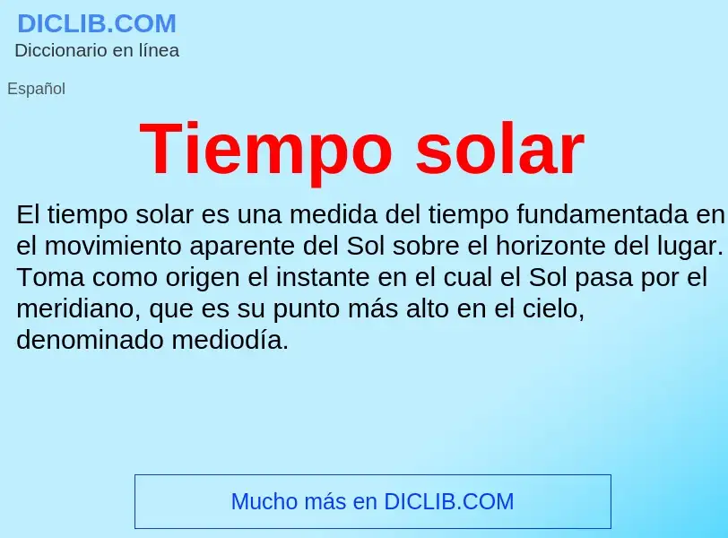 ¿Qué es Tiempo solar? - significado y definición