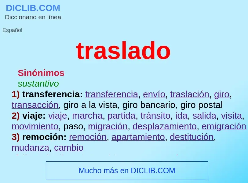 What is traslado - definition