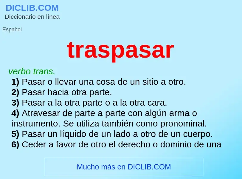 ¿Qué es traspasar? - significado y definición