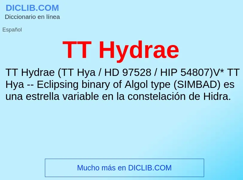 Что такое TT Hydrae - определение