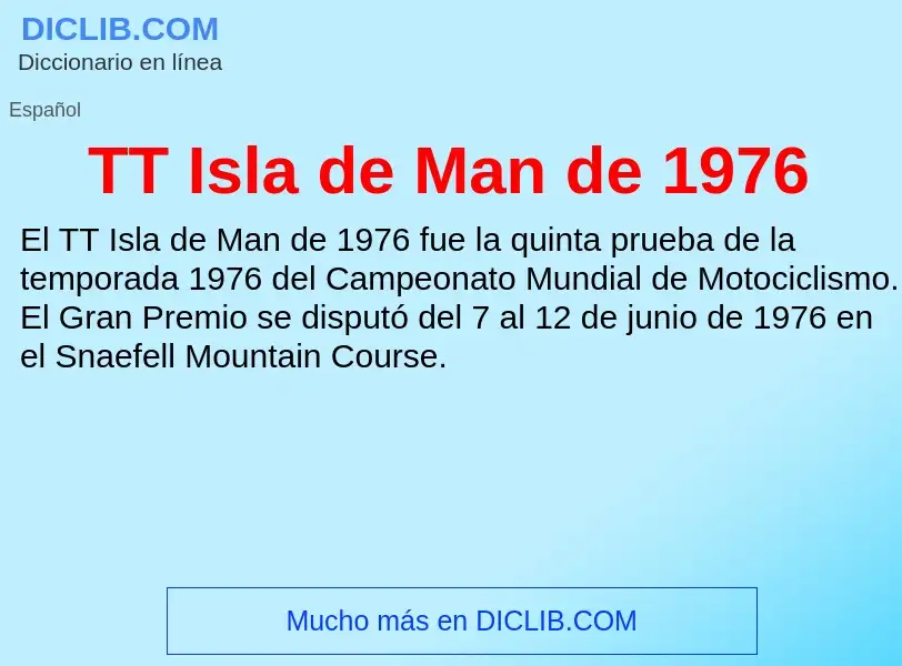 Qu'est-ce que TT Isla de Man de 1976 - définition