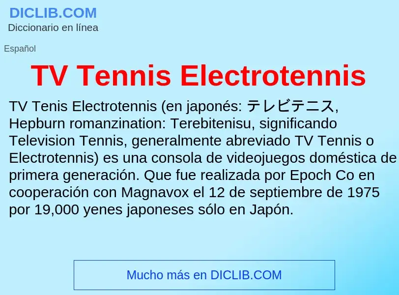 Что такое TV Tennis Electrotennis - определение