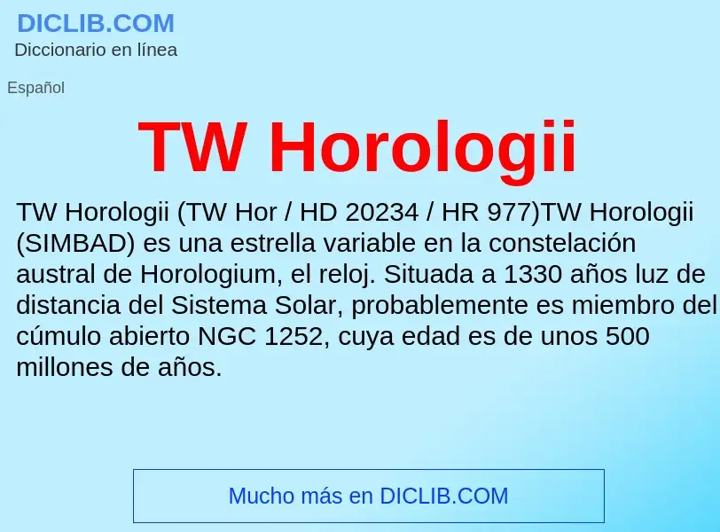 Что такое TW Horologii - определение