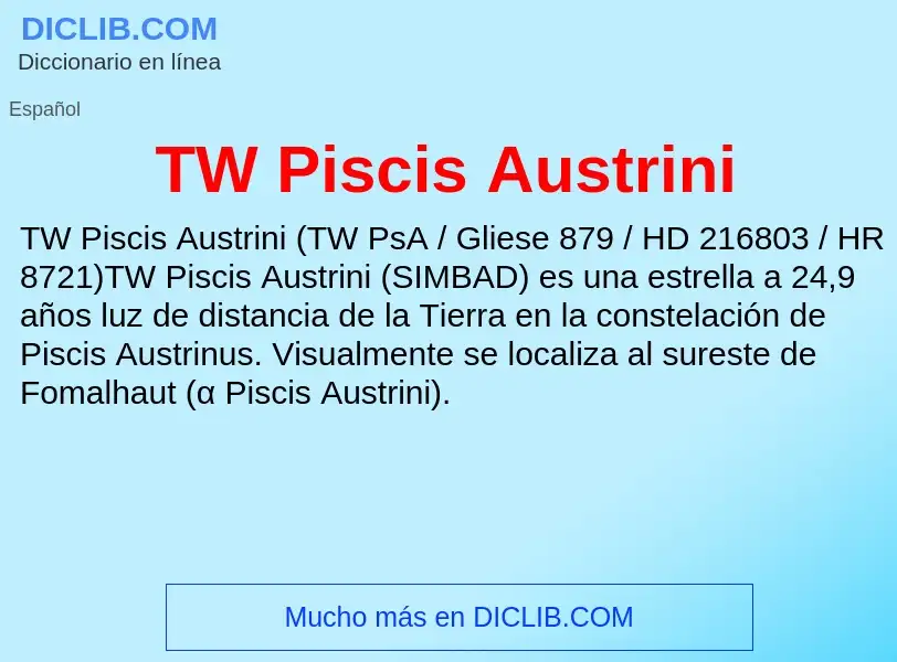 ¿Qué es TW Piscis Austrini? - significado y definición