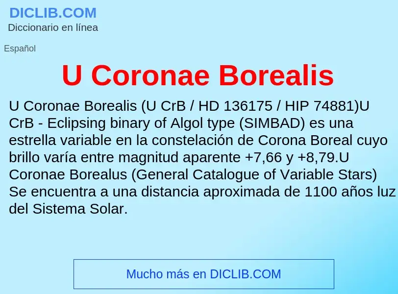 ¿Qué es U Coronae Borealis? - significado y definición