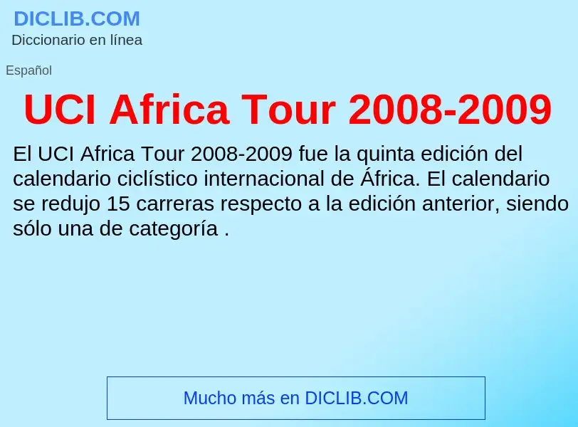 What is UCI Africa Tour 2008-2009 - meaning and definition