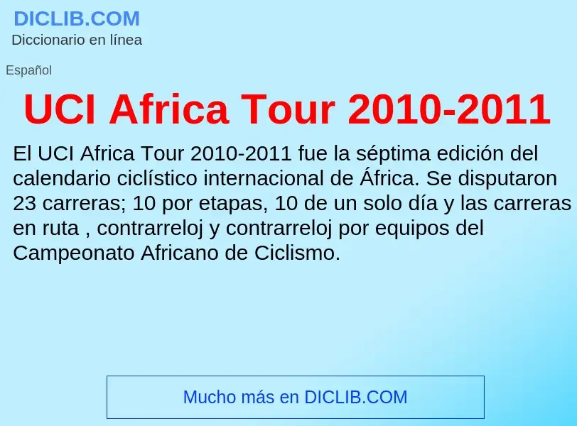 What is UCI Africa Tour 2010-2011 - meaning and definition