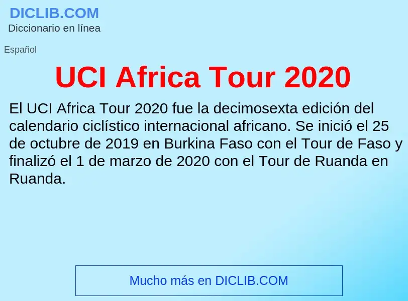 What is UCI Africa Tour 2020 - meaning and definition