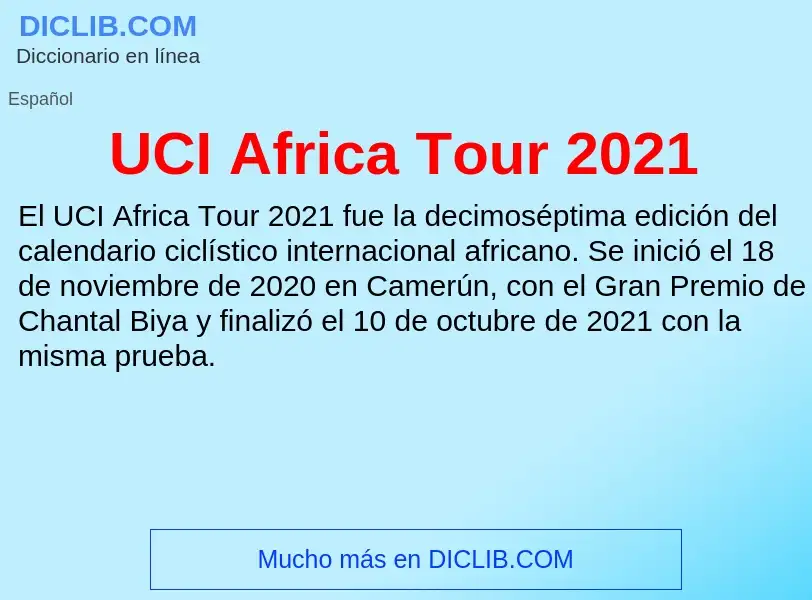 What is UCI Africa Tour 2021 - meaning and definition