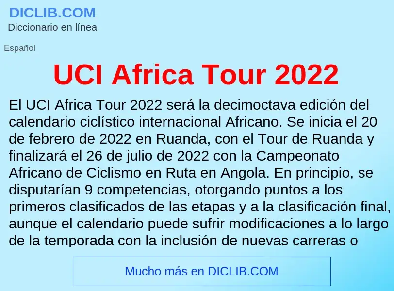 What is UCI Africa Tour 2022 - meaning and definition