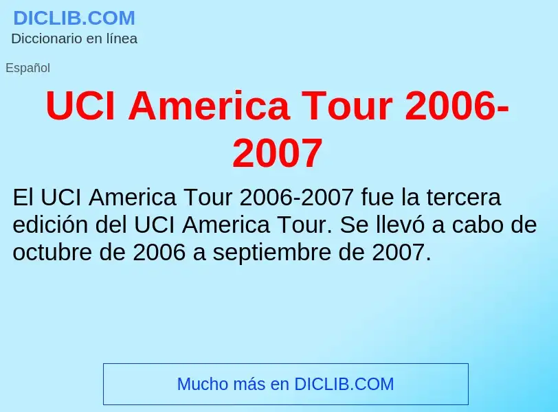 What is UCI America Tour 2006-2007 - meaning and definition