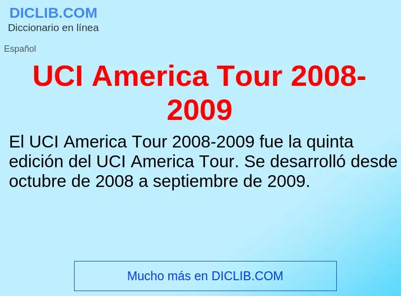 Τι είναι UCI America Tour 2008-2009 - ορισμός