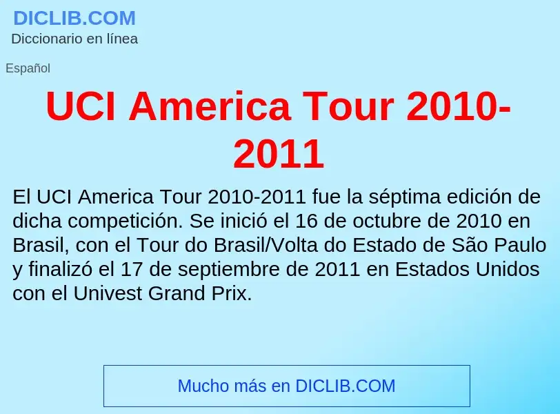 What is UCI America Tour 2010-2011 - meaning and definition