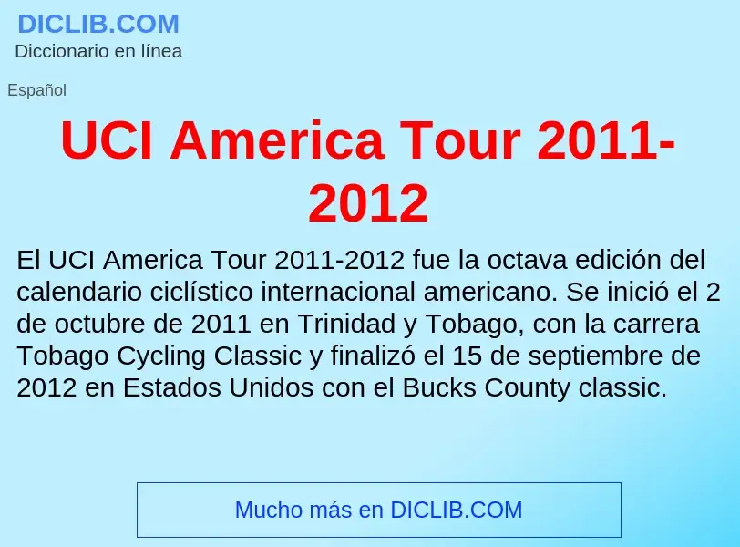 Was ist UCI America Tour 2011-2012 - Definition