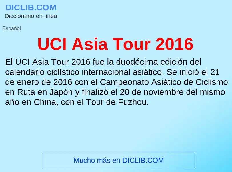 Τι είναι UCI Asia Tour 2016 - ορισμός