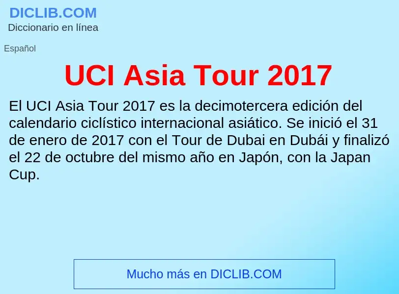 What is UCI Asia Tour 2017 - meaning and definition