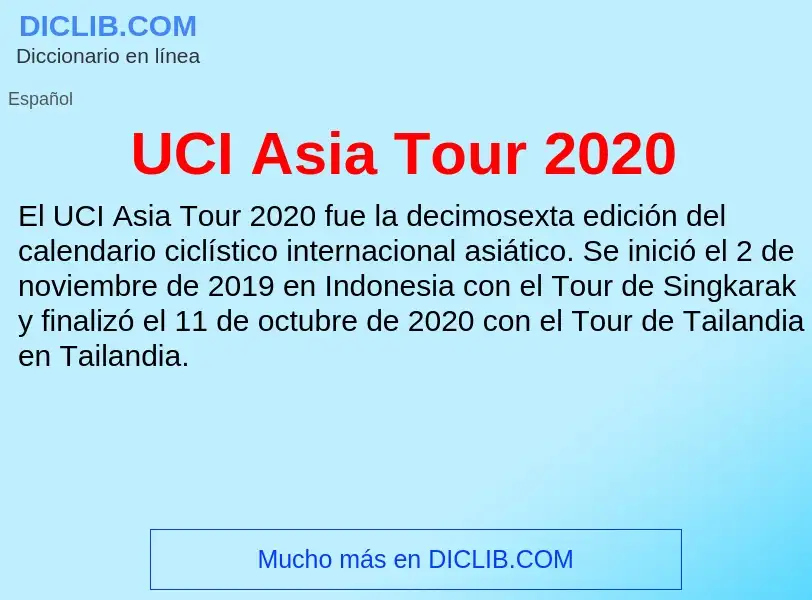 Che cos'è UCI Asia Tour 2020 - definizione