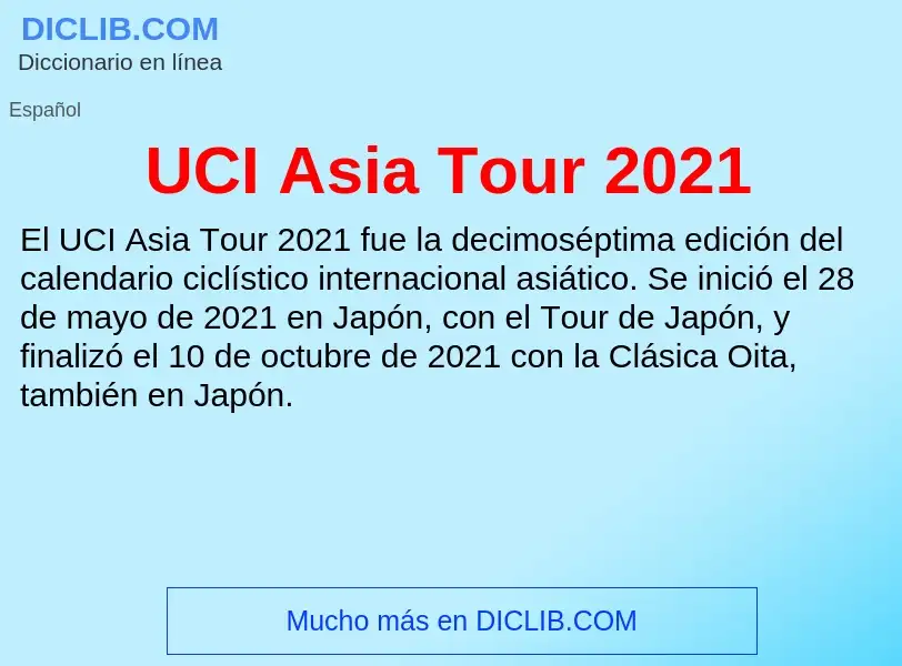 Что такое UCI Asia Tour 2021 - определение