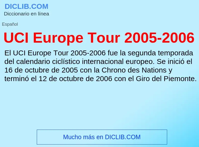 What is UCI Europe Tour 2005-2006 - definition