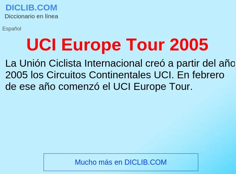 What is UCI Europe Tour 2005 - definition