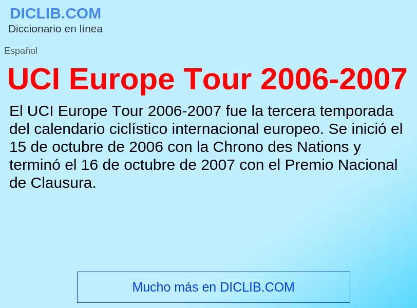 Τι είναι UCI Europe Tour 2006-2007 - ορισμός