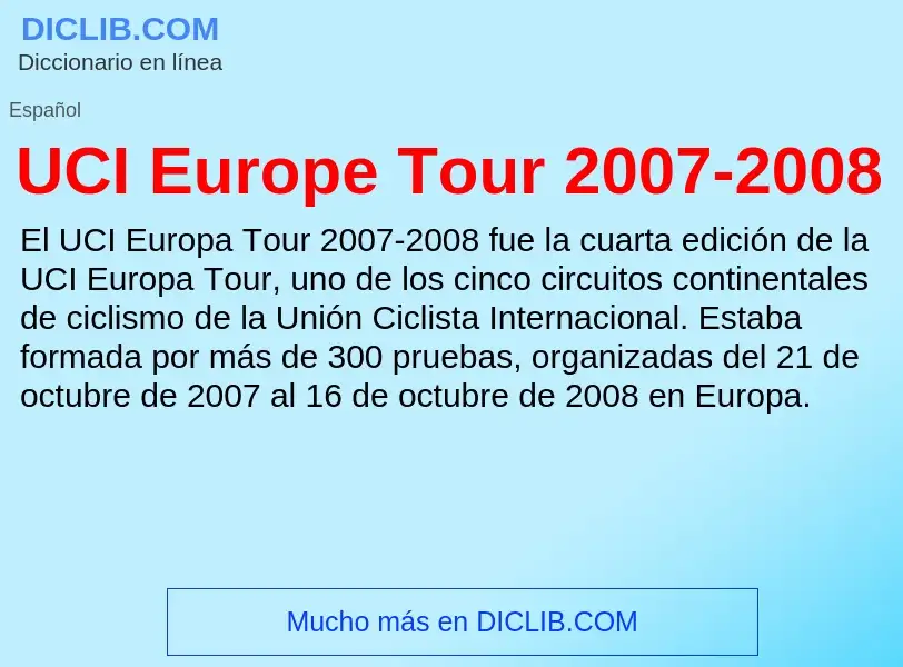 What is UCI Europe Tour 2007-2008 - definition