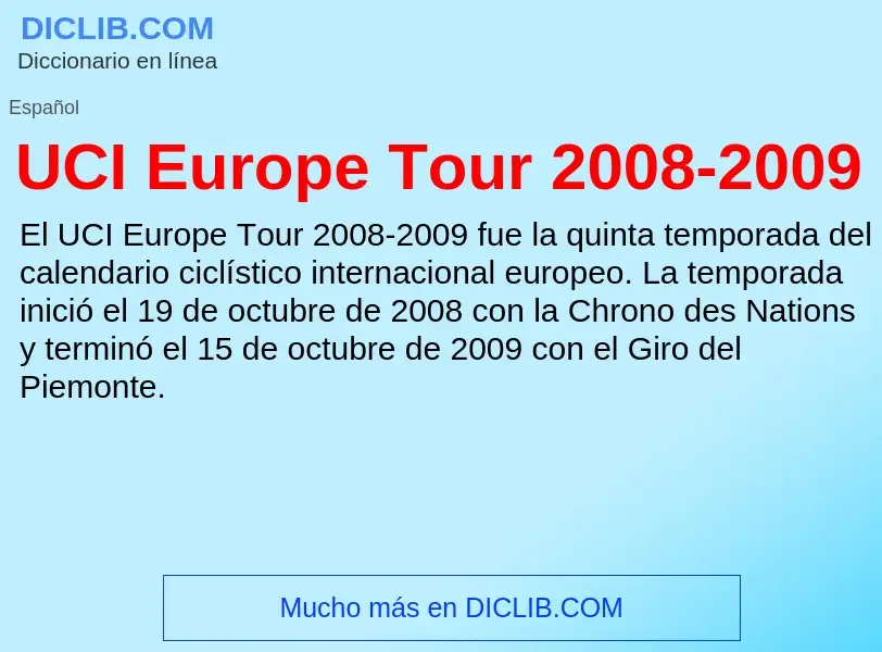 What is UCI Europe Tour 2008-2009 - definition